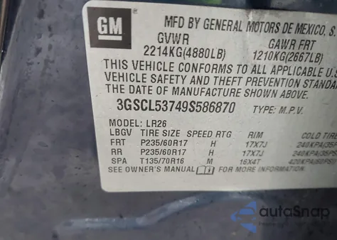 2009 Saturn Vue V6 Xr from USA, damaged, VIN 3GSCL53749S586870